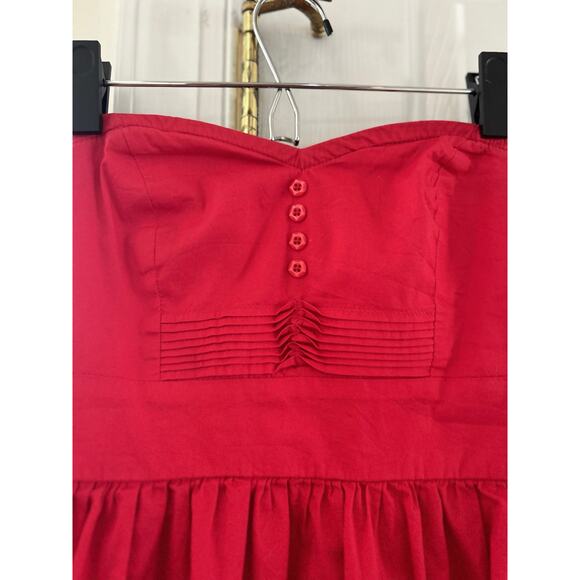 Bebop Babydoll Strapless Red Pin Tuck Pleat Micro Mini Dress Coquette Y2K Twee - Picture 2 of 6